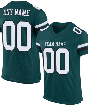 Custom Midnight Green White-Black Football Jersey, Gift For Football Fans
