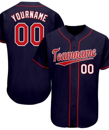 Custom Navy Red-White Baseball Jersey, Gift For Baseball Fans