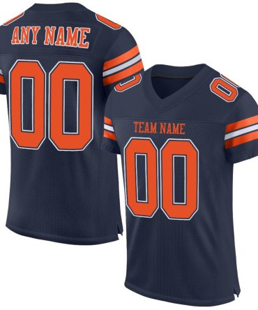 Custom Navy Orange-White Football Jersey, Gift For Football Fans