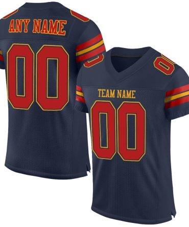 Custom Navy Scarlet-Gold Football Jersey, Gift For Football Fans