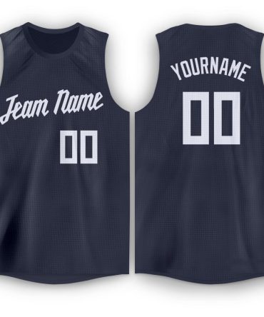 Custom Navy White Round Neck Basketball Jersey, Gift For Basketball Fans