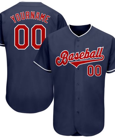 Custom Navy Red-White Baseball Jersey, Gift For Baseball Fans