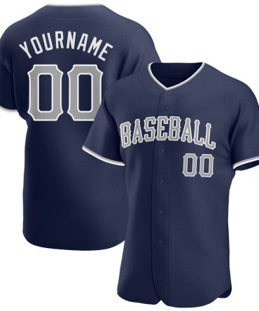 Custom Navy Gray-White Baseball Jersey, Gift For Baseball Fans
