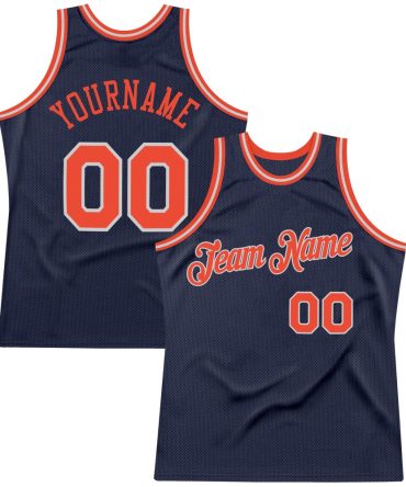 Custom Navy Orange-Gray Throwback Basketball Jersey, Gift For Basketball Fans