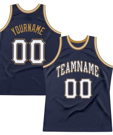 Custom Navy White-Old Gold Throwback Basketball Jersey, Gift For Basketball Fans