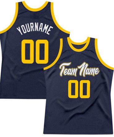 Custom Navy Gold-White Throwback Basketball Jersey, Gift For Basketball Fans