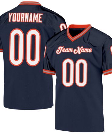 Custom Navy White-Orange Throwback Football Jersey, Gift For Football Fans