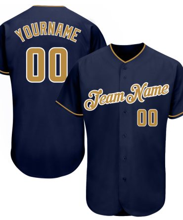 Custom Navy Old Gold-White Baseball Jersey, Gift For Baseball Fans