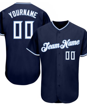 Custom Navy White-Light Blue Baseball Jersey, Gift For Baseball Fans