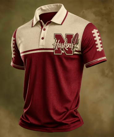 Nebraska Cornhuskers Merch Rugby Fan Memorial Polo Shirt Sport Mens Gift