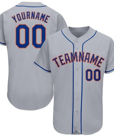 Custom Gray Royal-Orange Baseball Jersey, Gift For Baseball Fans