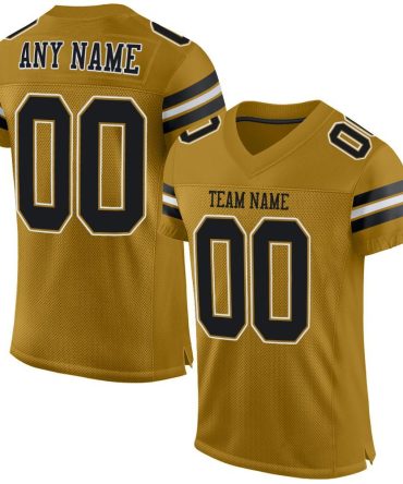 Custom Old Gold Black-White Football Jersey, Gift For Football Fans