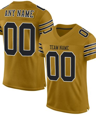 Custom Old Gold Black-White Football Jersey, Gift For Football Fans