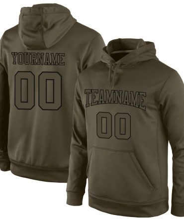 Custom Olive Olive-Black Sports Pullover Sweatshirt Salute To Service Hoodie, Gift For Football, Baseball, Hockey, Basketball, Softball & Rugby Fans