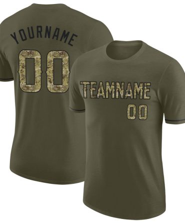 Custom Olive Camo-Black Performance Salute To Service T-Shirt, For Football, Baseball, Hockey, Basketball, Softball & Rugby Fans