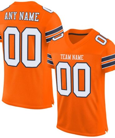 Custom Orange White-Navy Football Jersey, Gift For Football Fans