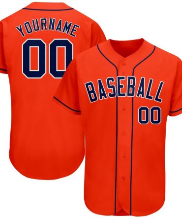 Custom Orange Navy-White Baseball Jersey, Gift For Baseball Fans
