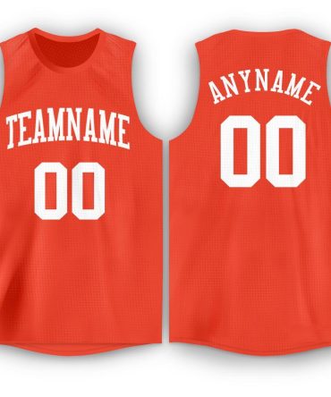 Custom Orange White Round Neck Basketball Jersey, Gift For Basketball Fans