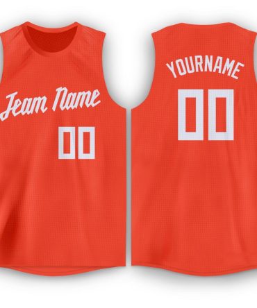 Custom Orange White Round Neck Basketball Jersey, Gift For Basketball Fans