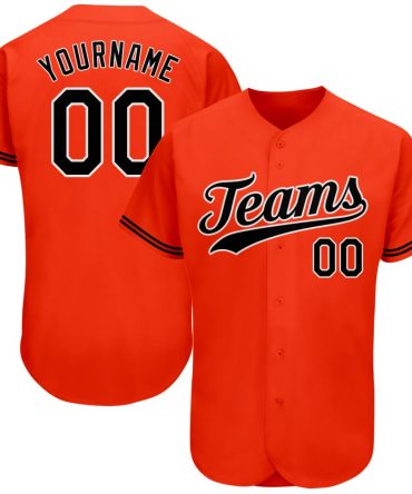 Custom Orange Black-White Baseball Jersey, Gift For Baseball Fans