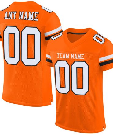 Custom Orange White-Black Football Jersey, Gift For Football Fans