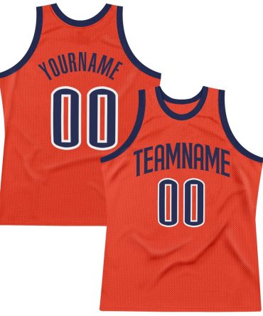 Custom Orange Navy-White Throwback Basketball Jersey, Gift For Basketball Fans