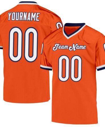 Custom Orange White-Navy Throwback Football Jersey, Gift For Football Fans