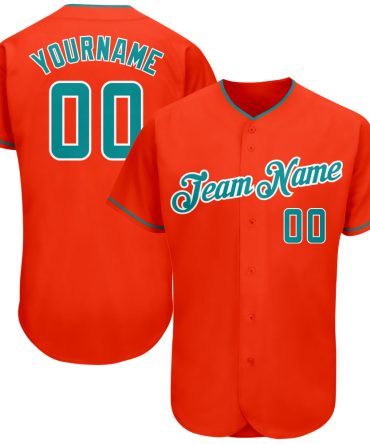 Custom Orange Teal-White Baseball Jersey, Gift For Baseball Fans