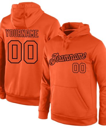 Custom Orange Orange-Black Sports Pullover Sweatshirt Hoodie, Gift For Football, Baseball, Hockey, Basketball, Softball & Rugby Fans