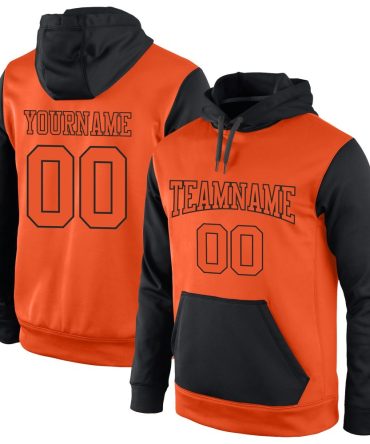 Custom Orange Orange-Black Sports Pullover Sweatshirt Hoodie, Gift For Football, Baseball, Hockey, Basketball, Softball & Rugby Fans