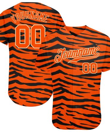 Custom Orange Orange-Black 3D Pattern Design Tiger Baseball Jersey, Gift For Baseball Fans