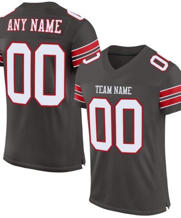 Custom Pewter White-Red Football Jersey, Gift For Football Fans