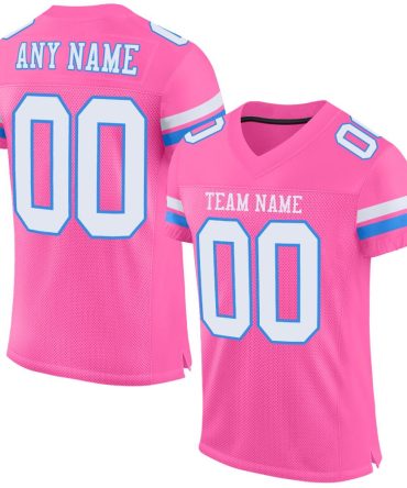 Custom Pink White-Powder Blue Football Jersey, Gift For Football Fans