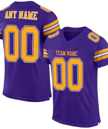 Custom Purple Gold-White Football Jersey, Gift For Football Fans