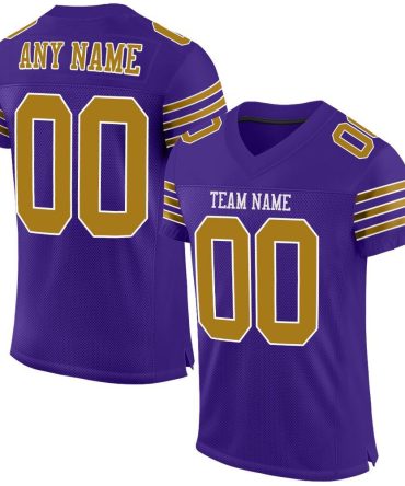 Custom Purple Old Gold-White Football Jersey, Gift For Football Fans