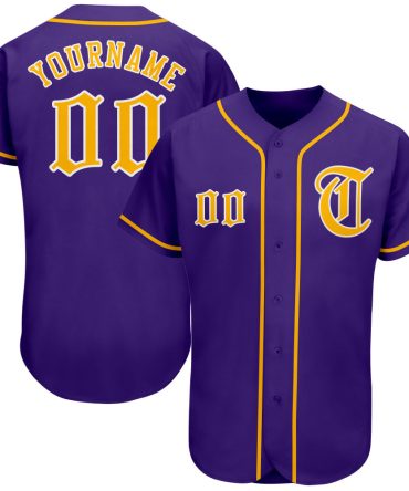 Custom Purple Gold-White Baseball Jersey, Gift For Baseball Fans