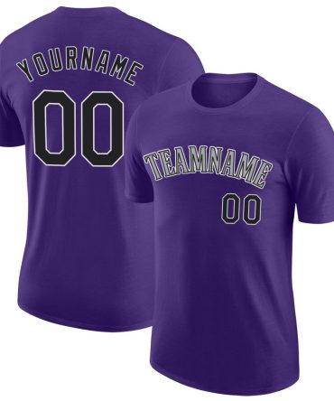 Custom Purple Black-Gray Performance T-Shirt, For Football, Baseball, Hockey, Basketball, Softball & Rugby Fans