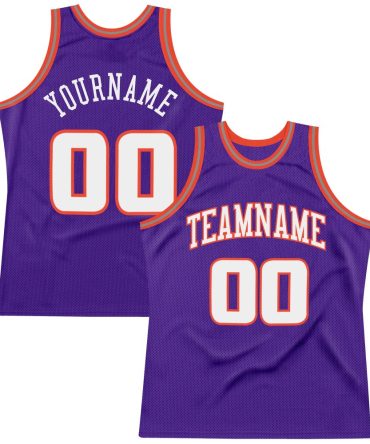 Custom Purple White-Orange Throwback Basketball Jersey, Gift For Basketball Fans