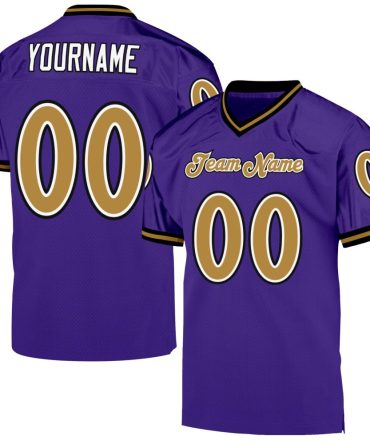 Custom Purple Old Gold-Black Throwback Football Jersey, Gift For Football Fans