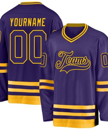 Custom Purple Purple-Gold Hockey Jersey, Gift For Hockey Fans