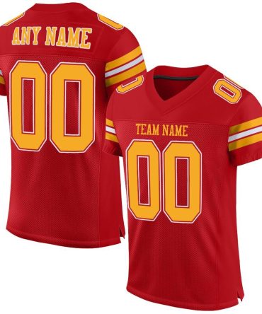 Custom Red Gold-White Football Jersey, Gift For Football Fans