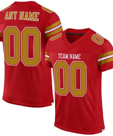 Custom Red Old Gold-White Football Jersey, Gift For Football Fans