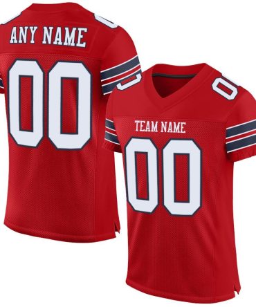 Custom Red White-Navy Football Jersey, Gift For Football Fans
