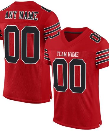 Custom Red Black-White Football Jersey, Gift For Football Fans