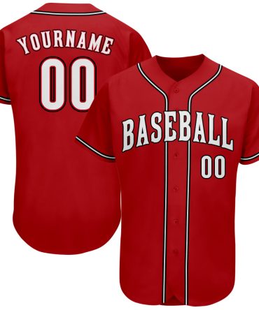 Custom Red White-Black Baseball Jersey, Gift For Baseball Fans