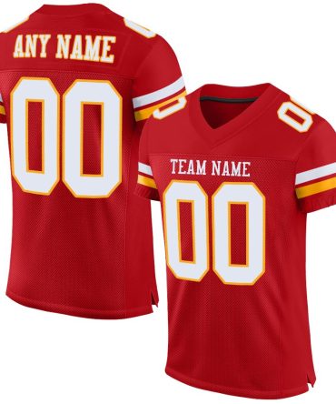 Custom Red White-Gold Football Jersey, Gift For Football Fans