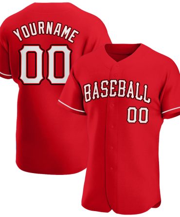 Custom Red White-Black Baseball Jersey, Gift For Baseball Fans