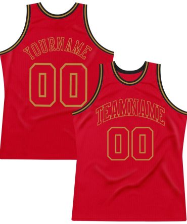 Custom Red Red-Old Gold Throwback Basketball Jersey, Gift For Basketball Fans