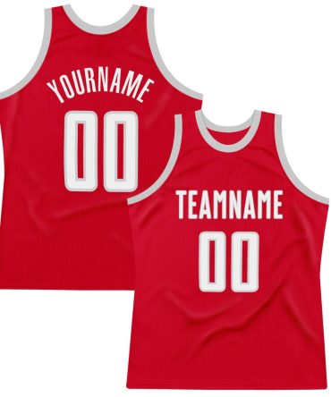 Custom Red White-Gray Throwback Basketball Jersey, Gift For Basketball Fans