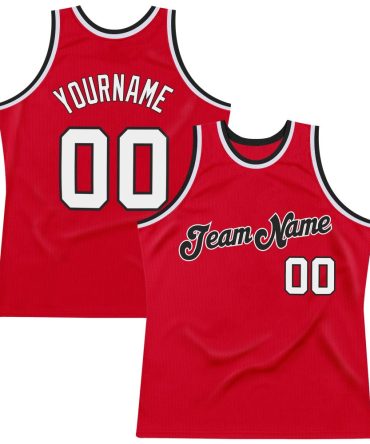 Custom Red White-Black Throwback Basketball Jersey, Gift For Basketball Fans